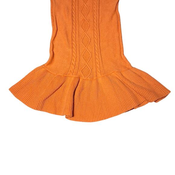 Vintage Girls Size 7 Cotton Blend Orange Sweater Dress Bow Fall Autumn Family - Picture 3 of 7
